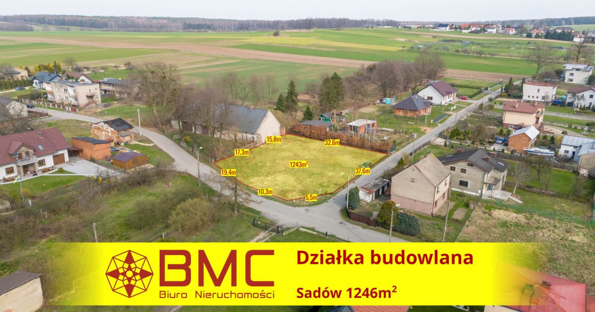 Działka budowlana Sadów 1243m2