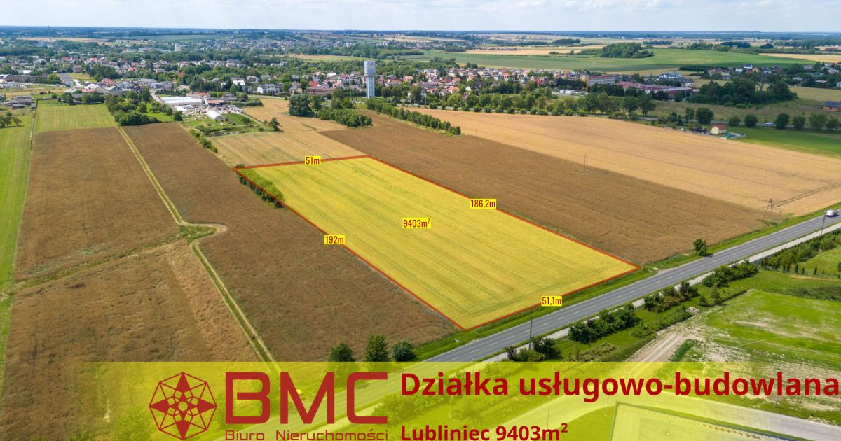 Działka usługowo budowlana Lubliniec 9403m2