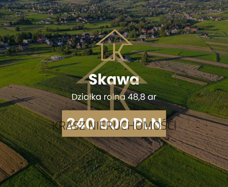 Widokowa działka rolna na sprzedaż – Skawa