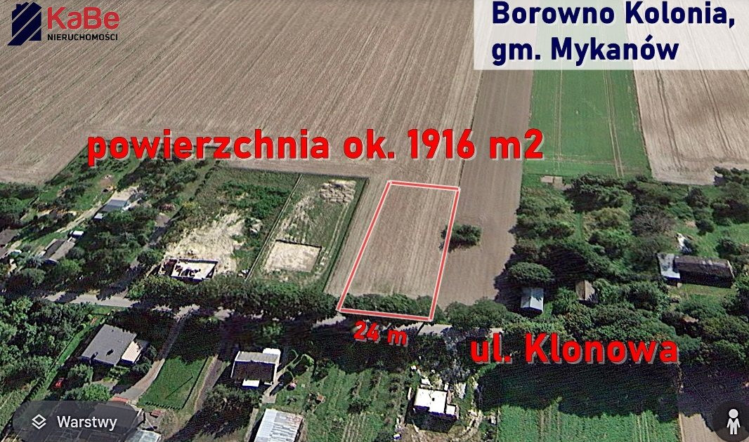 Wymiarowa działka w Kolonia Borowno, gm. Mykanów