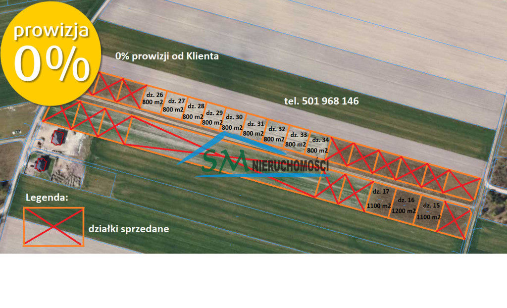 Działki Serock: 9 x 800m2, 2 x 1100m2, 1 x 1200m2