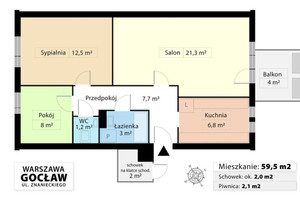 Mieszkanie na sprzedaż 60m2 Warszawa Praga-Południe Floriana Znanieckiego - zdjęcie 1