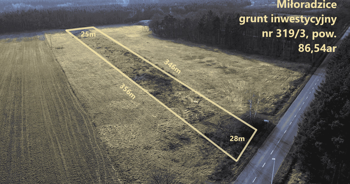 Miłoradzice, działka budowlana, 86,54 ar, 788 000 zł, sprzedam