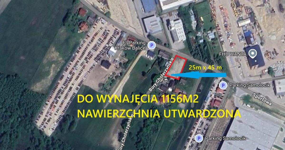 Do wynajęcia działka utwardzona blisko lotniska