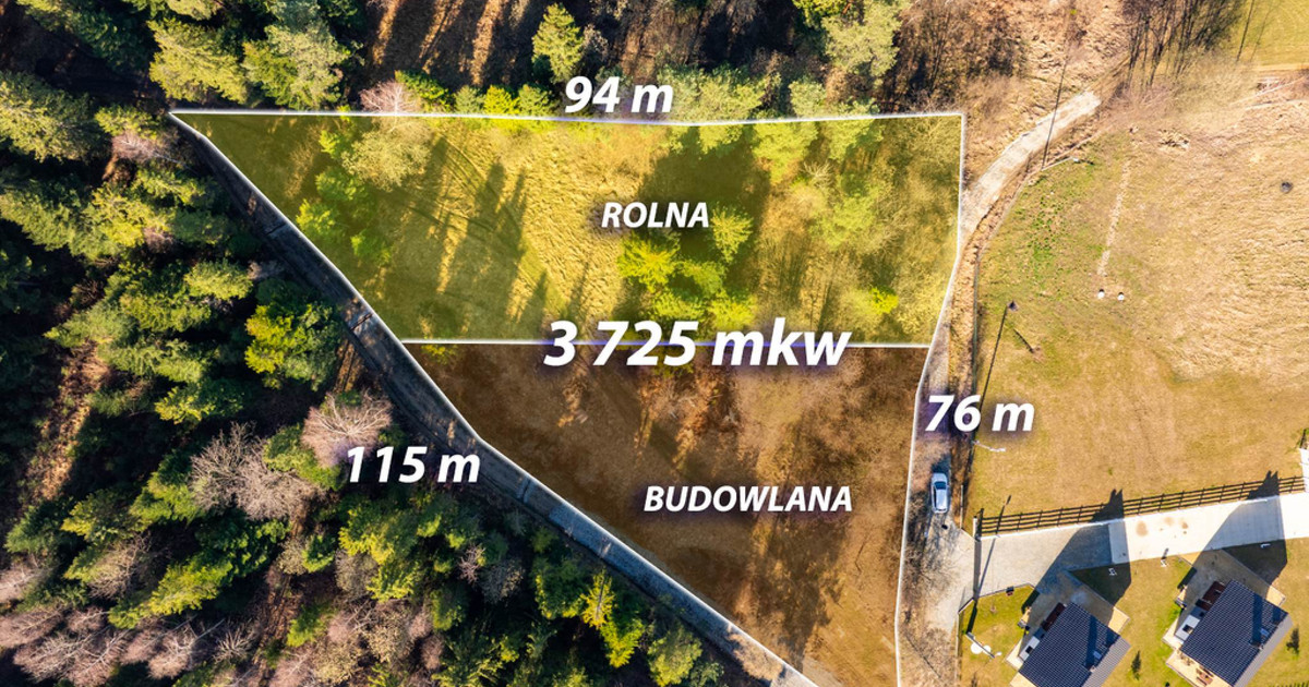 Działka budowlano - rolna Toporzysko, Jordanów