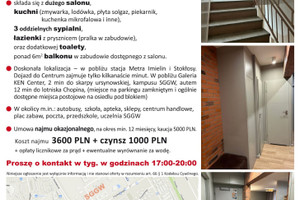 Mieszkanie do wynajęcia 70m2 Warszawa Ursynów Czesława Przybylskiego - zdjęcie 1