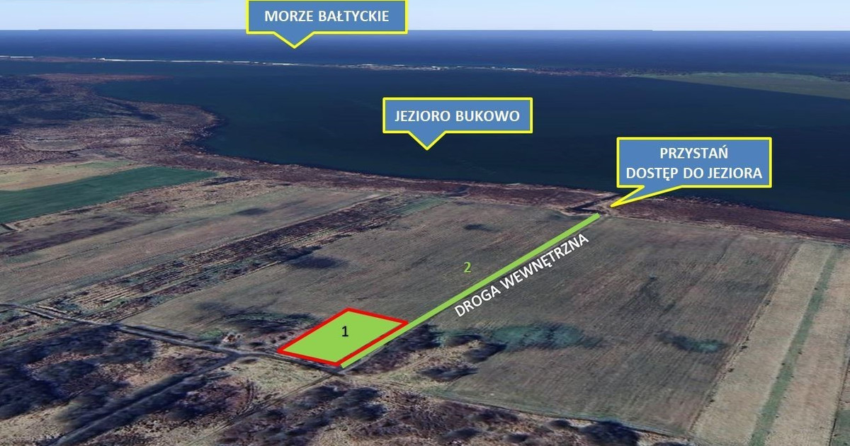 Działka nad morzem / jeziorem Bukowo pow. 3000m2 + udział w drodze, rolna