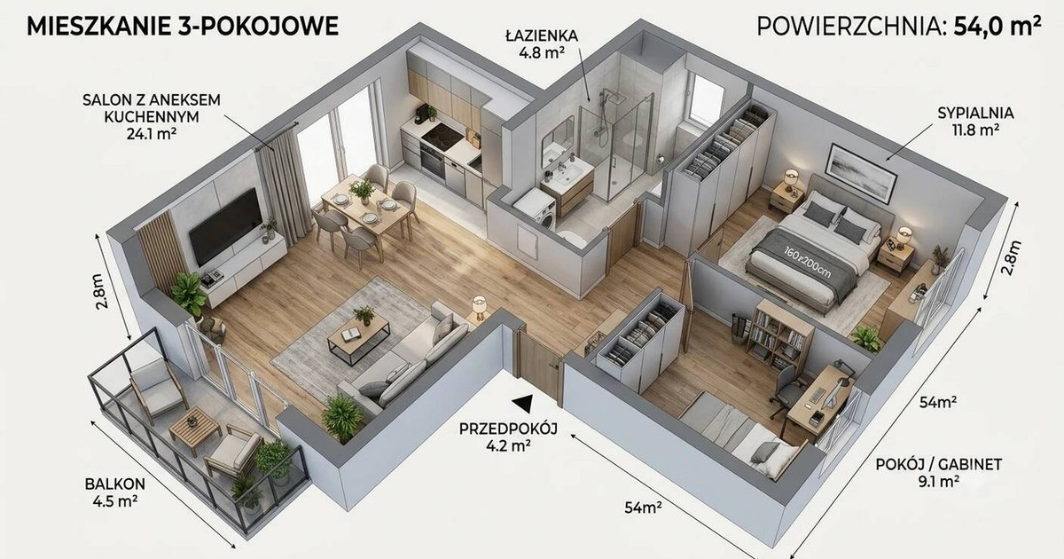 Mieszkanie – Kraków, Łęg, Czyżyny - Widok 2