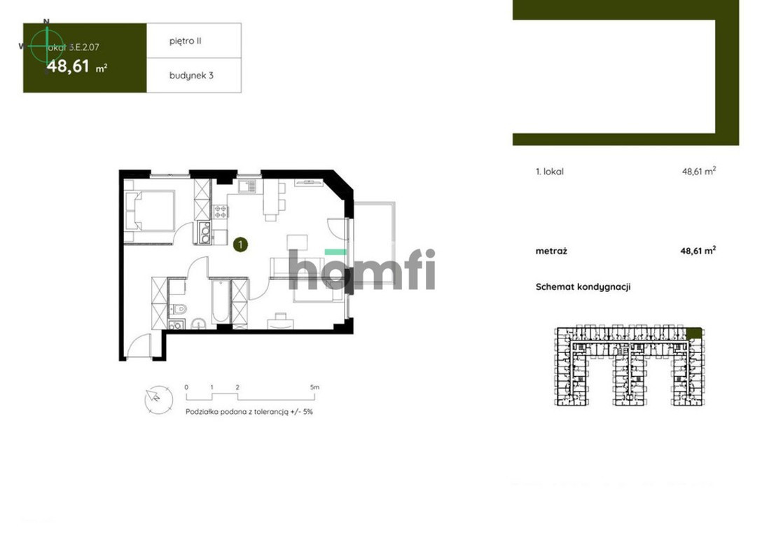 3 pokoje, 48 m², piętro 2/6, Twarda, Młyniska, Gdańsk