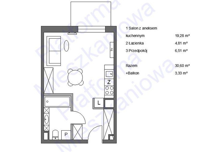 Mieszkanie – Kraków, Płaszów, Podgórze - Widok 2