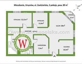 Mieszkanie na sprzedaż, Warszawa Ursynów, 90 m²