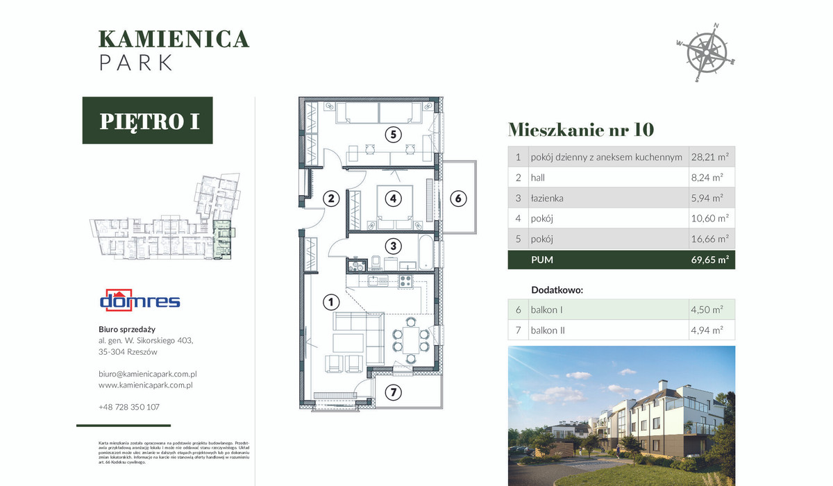 Mieszkanie w inwestycji Kamienica Park, Rzeszów, 70 m² | Morizon.pl | 9934