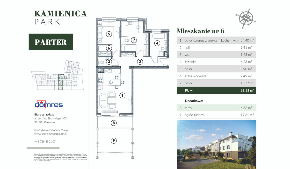 Mieszkanie w inwestycji Kamienica Park, Rzeszów, 68 m² | Morizon.pl | 9956