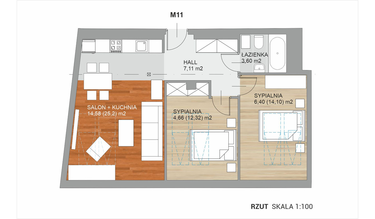 Mieszkanie w inwestycji Długa 82, Kraków, 37 m² | Morizon.pl | 0668