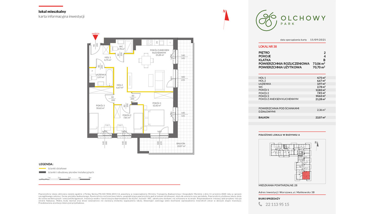 Mieszkanie w inwestycji OLCHOWY PARK, Warszawa, 73 m² | Morizon.pl | 7796