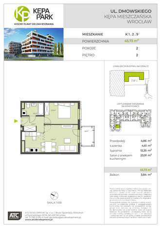 Mieszkanie w inwestycji Kępa Park, Wrocław, 46 m² | Morizon.pl | 9063