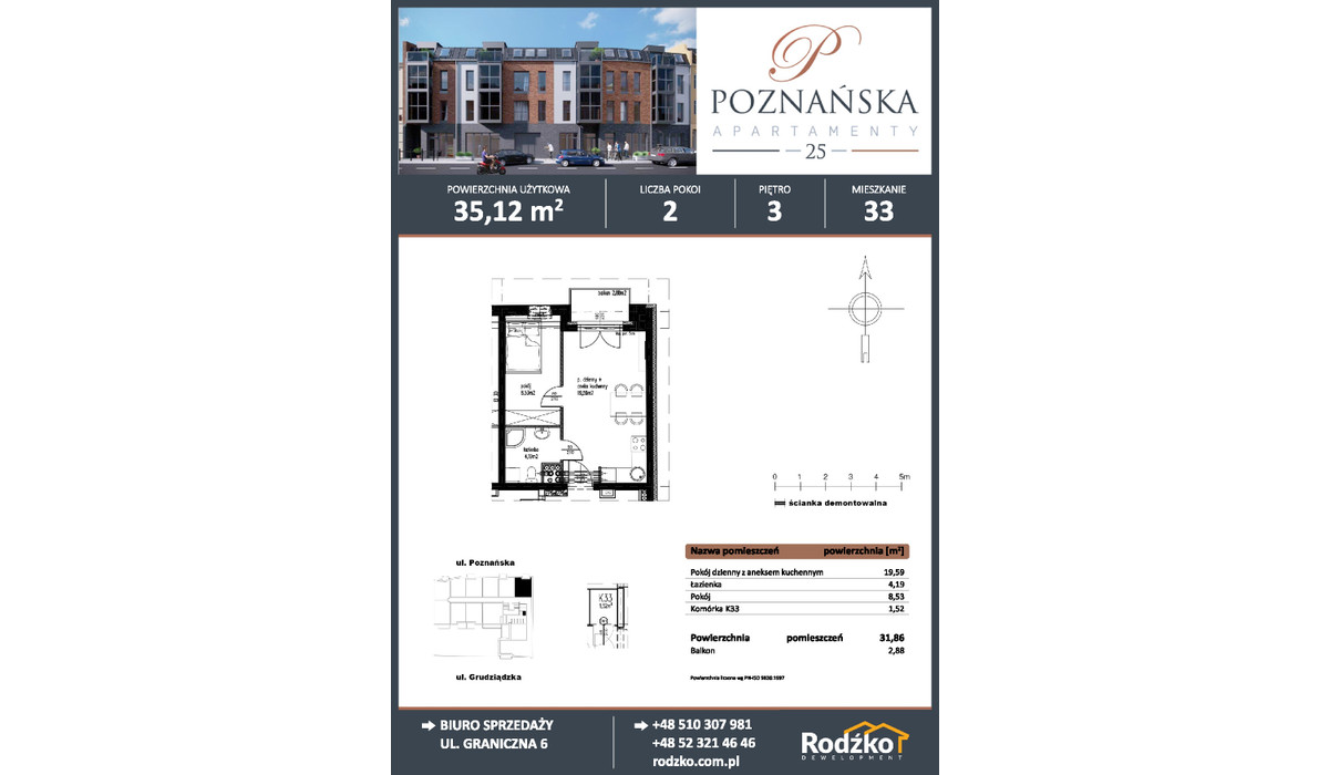 Mieszkanie w inwestycji Apartamenty Poznańska 25, Bydgoszcz, 35 m² | Morizon.pl | 5404